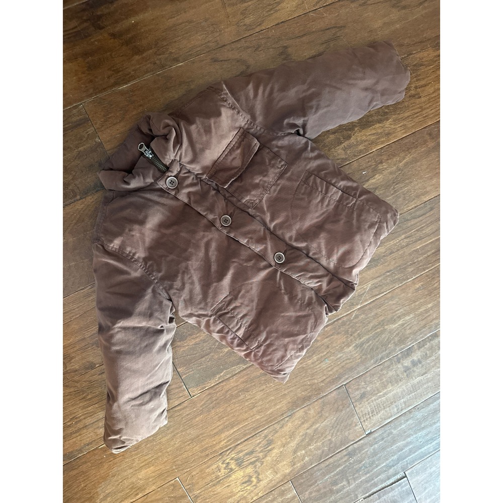 Tea Collection Pájaro Volador Brown Puffer Jacket Bird Print Kids Size 3T